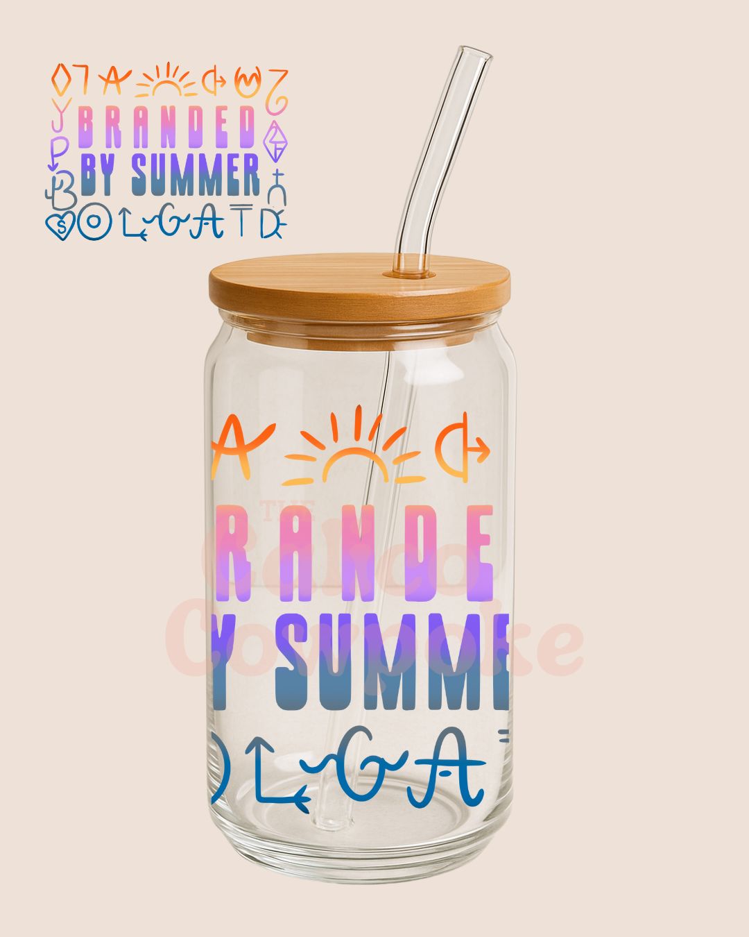 Branded by Summer 16oz Glass Cup