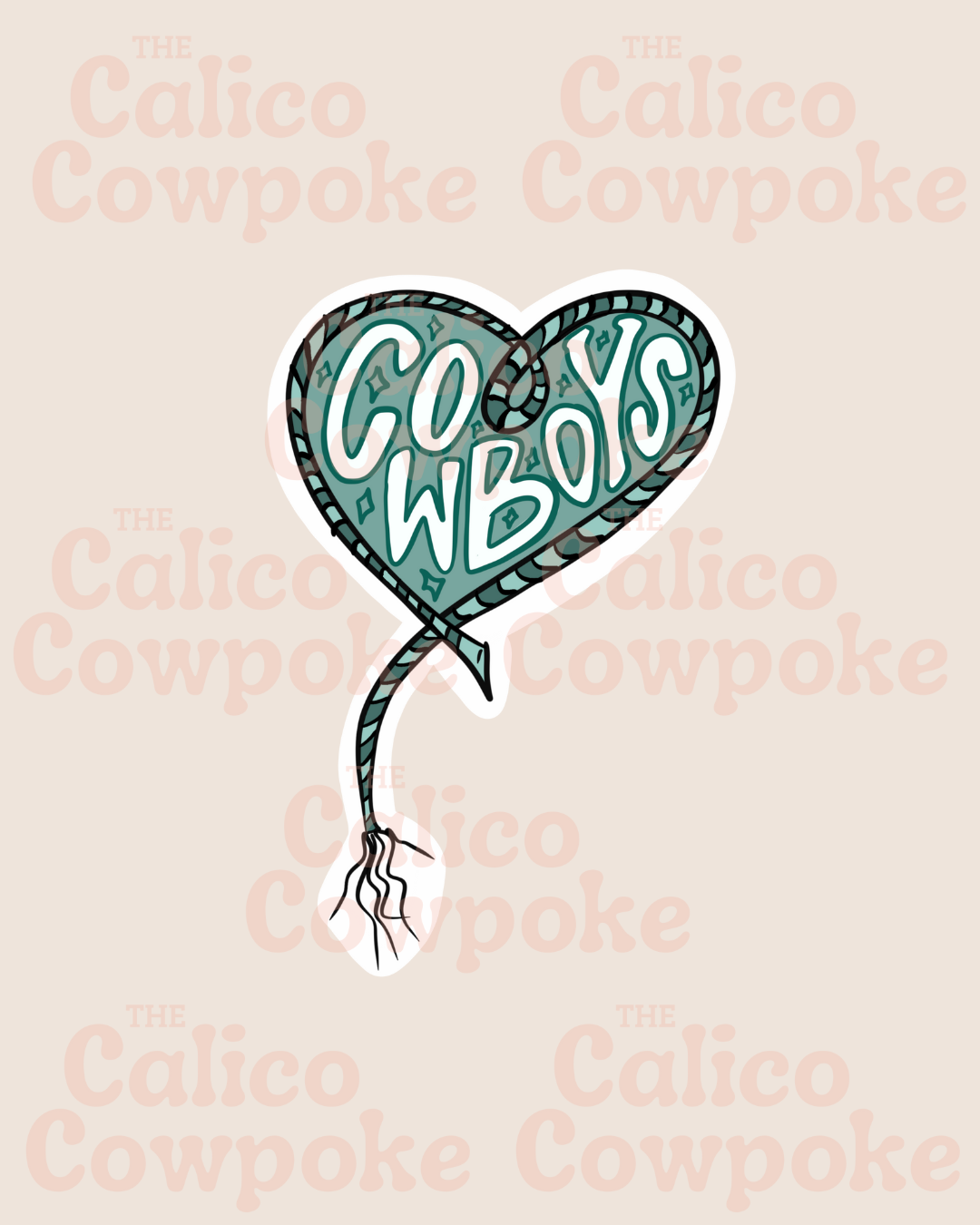 Rope Heart Cowboys Sticker