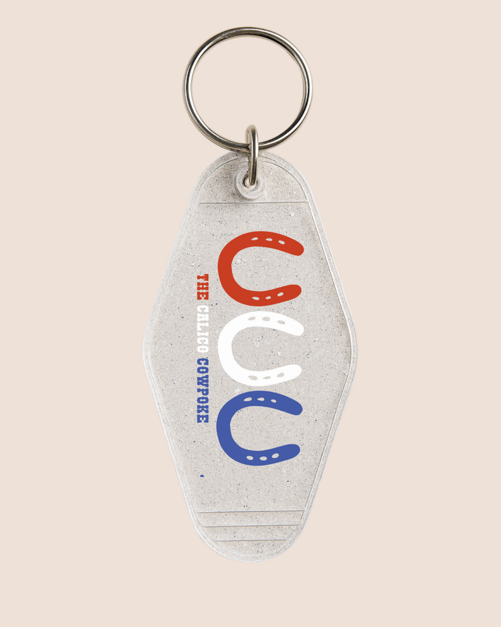 Red, White, & Horseshoes Key Tag