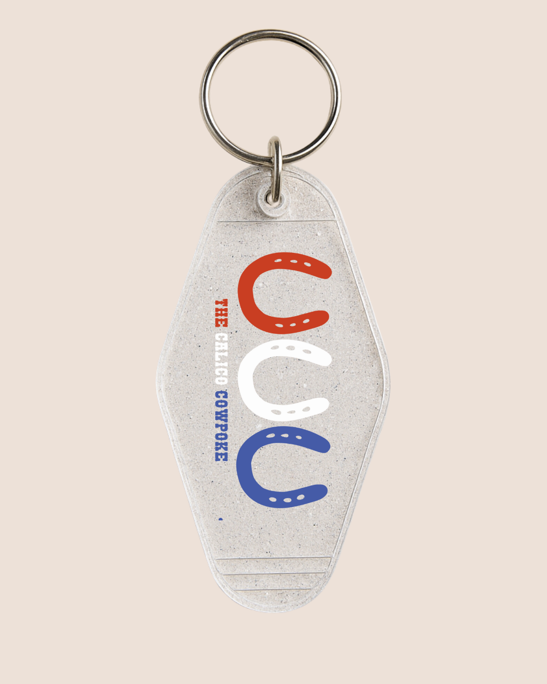 Red, White, & Horseshoes Key Tag