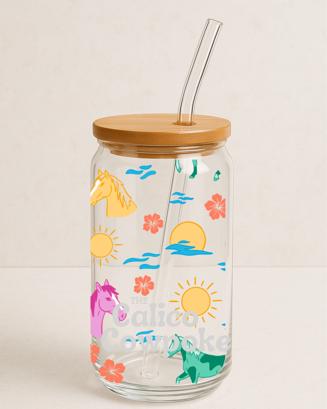 Salty Cowgirl 16 oz Glass Cup