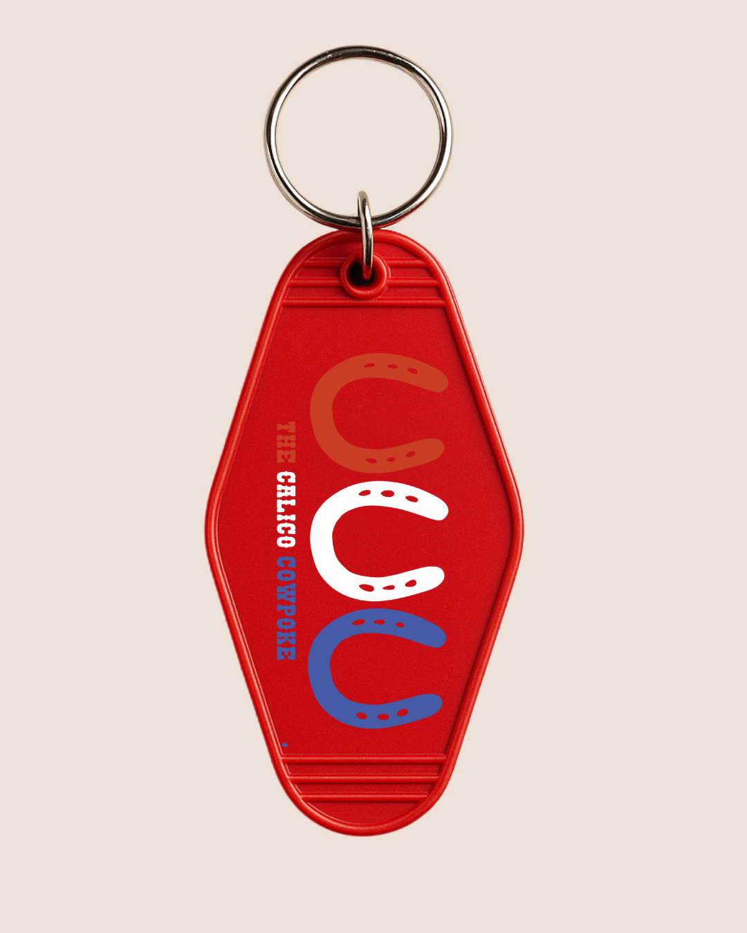 Red, White, & Horseshoes Key Tag