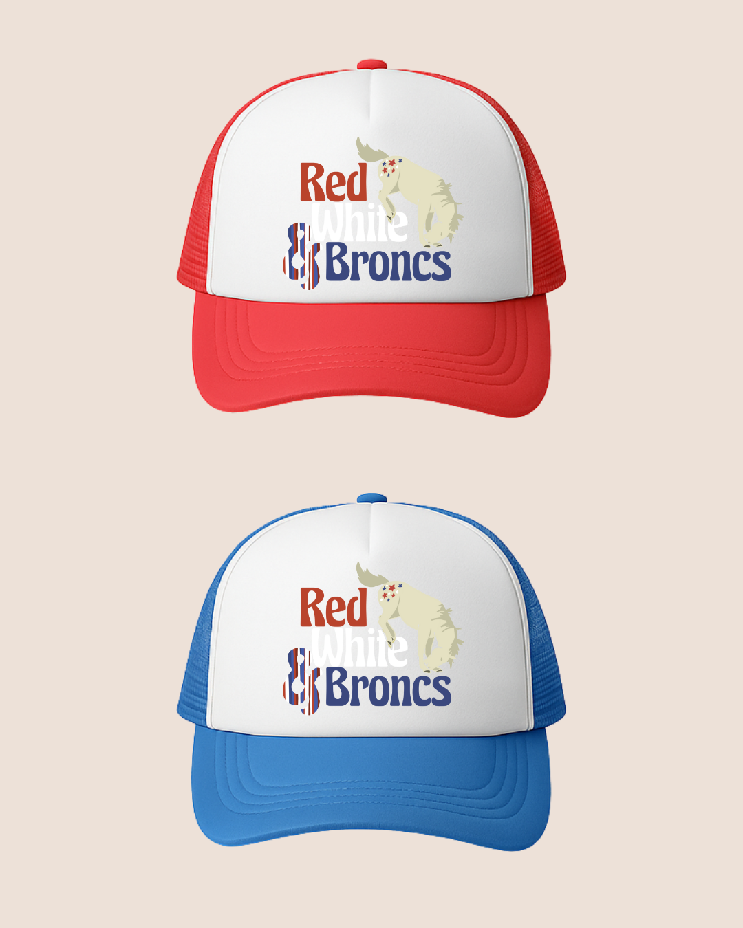 Red, White & Broncs Trucker Cap
